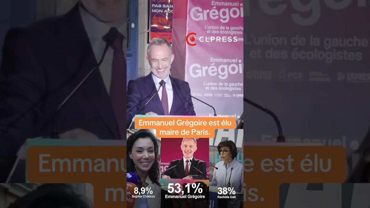 Emmanuel Grégoire (PS) élu maire de Paris face à Rachida Dati - Elections municipales 2026