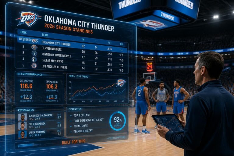 découvrez le classement actualisé de l'équipe thunder d'oklahoma city pour la saison 2026, avec toutes les statistiques et performances clés.