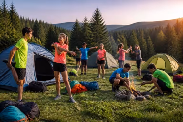 un groupe de jeunes de plescop participe à un séjour sportif et axé sur la santé en allemagne, incluant une expérience de bivouac en pleine nature.